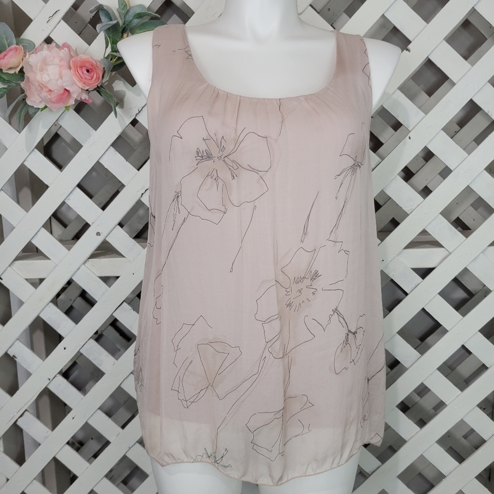 New with Tag Baci Pink Floral Silk Blouse Size Large